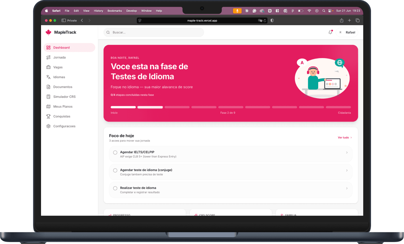 MapleTrack dashboard