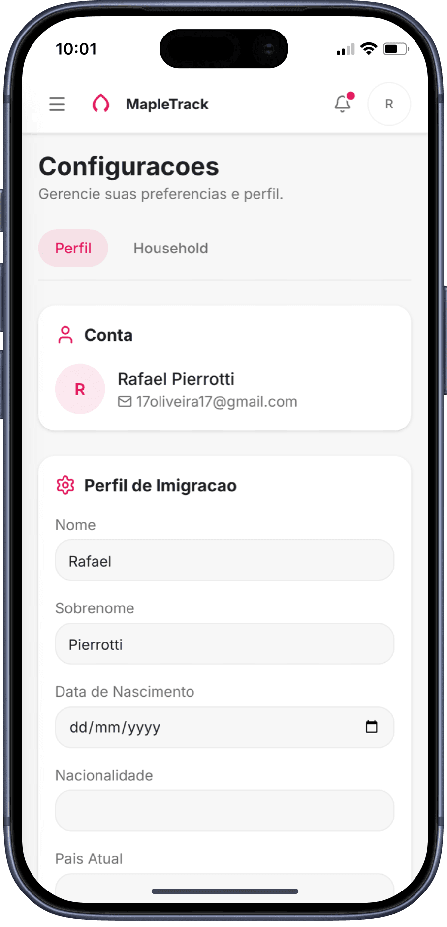 Settings — mobile