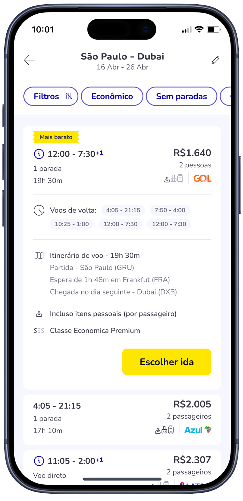 Expanded flight detail